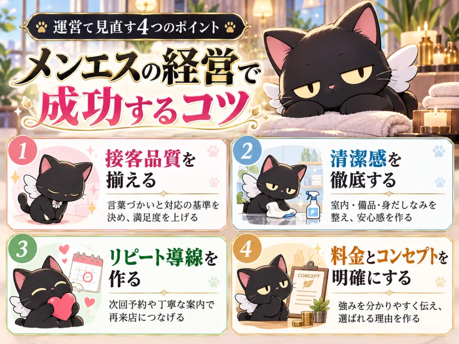 メンエスの経営の運営で見直す4つの成功ポイント