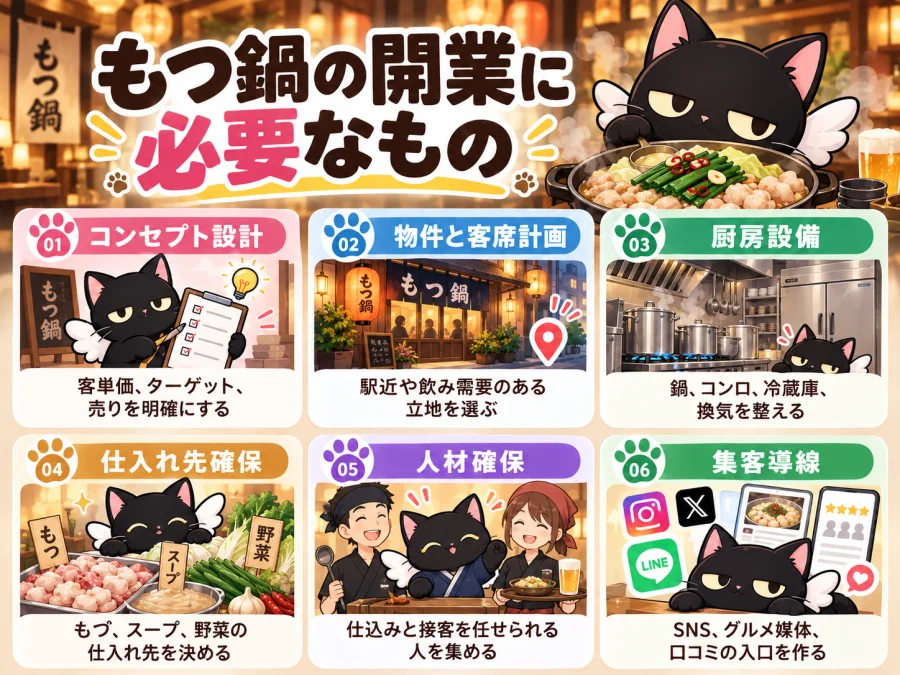 もつ鍋の開業の開業前に必要な6項目