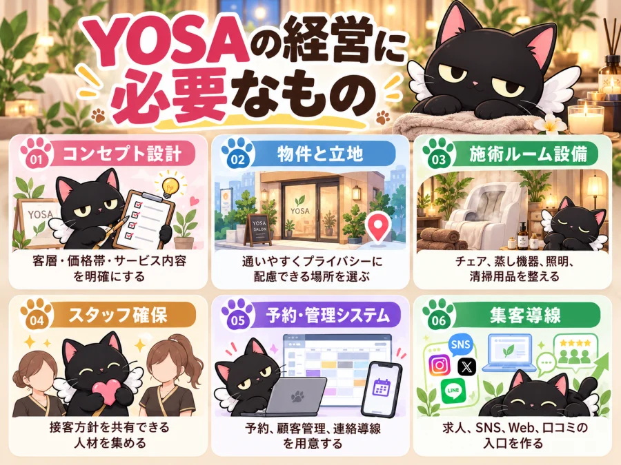 YOSAの経営の開業前に必要な6項目