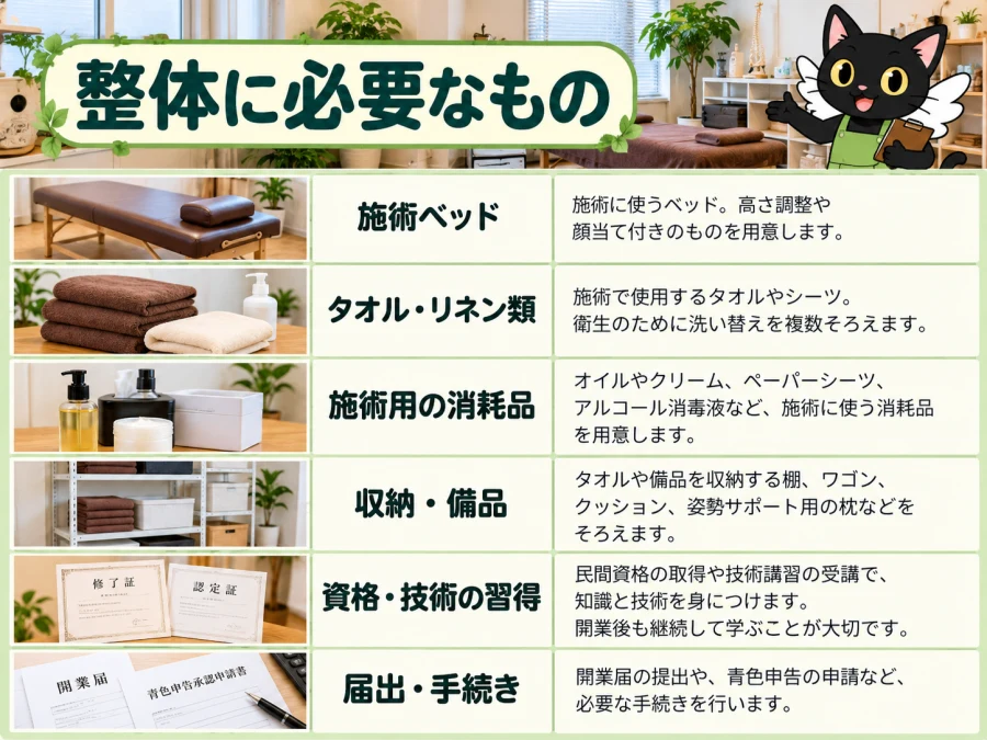 整体の開業に必要なもの