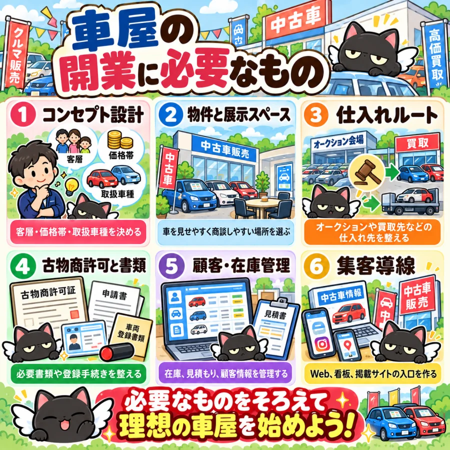 車屋の開業に必要な6項目