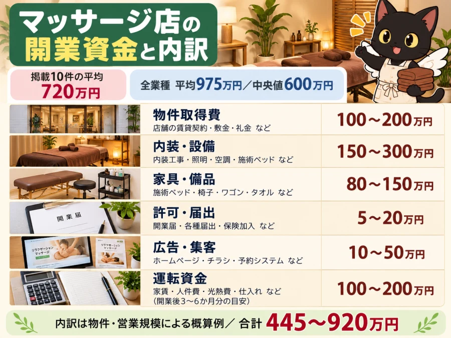 マッサージ店の開業資金