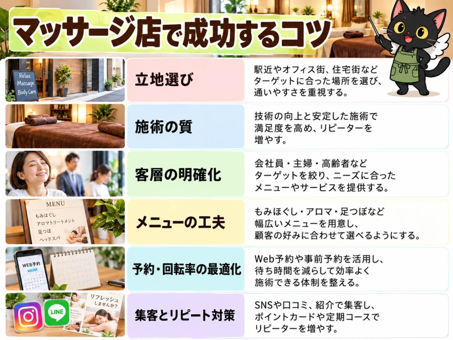 マッサージ店の開業で成功するコツ
