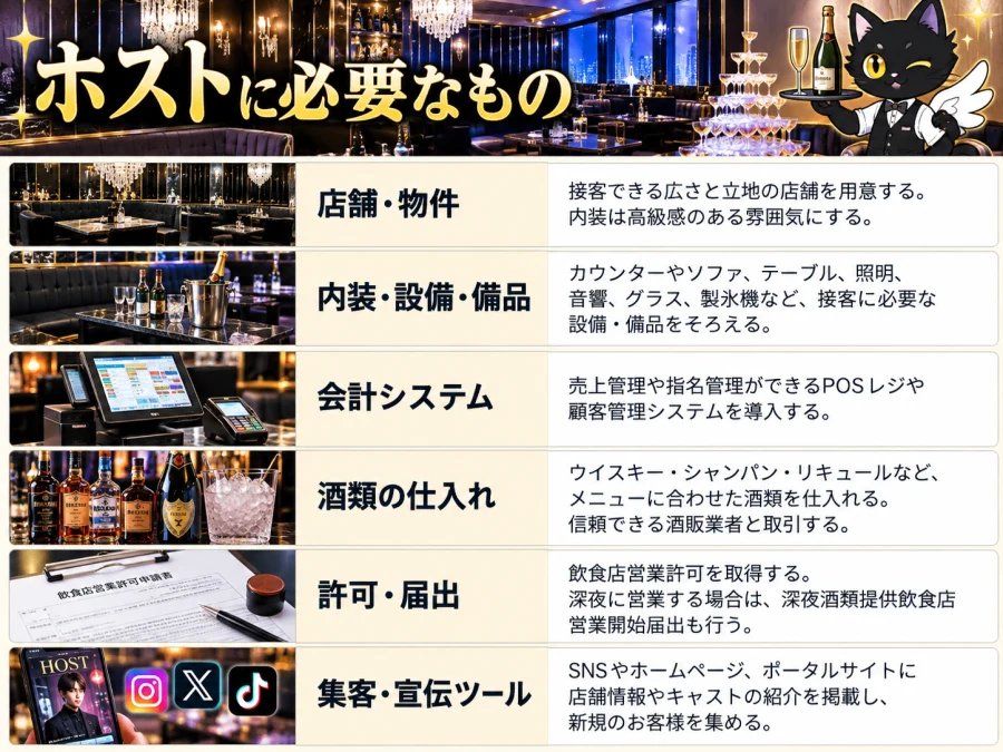 ホストの開業に必要なもの