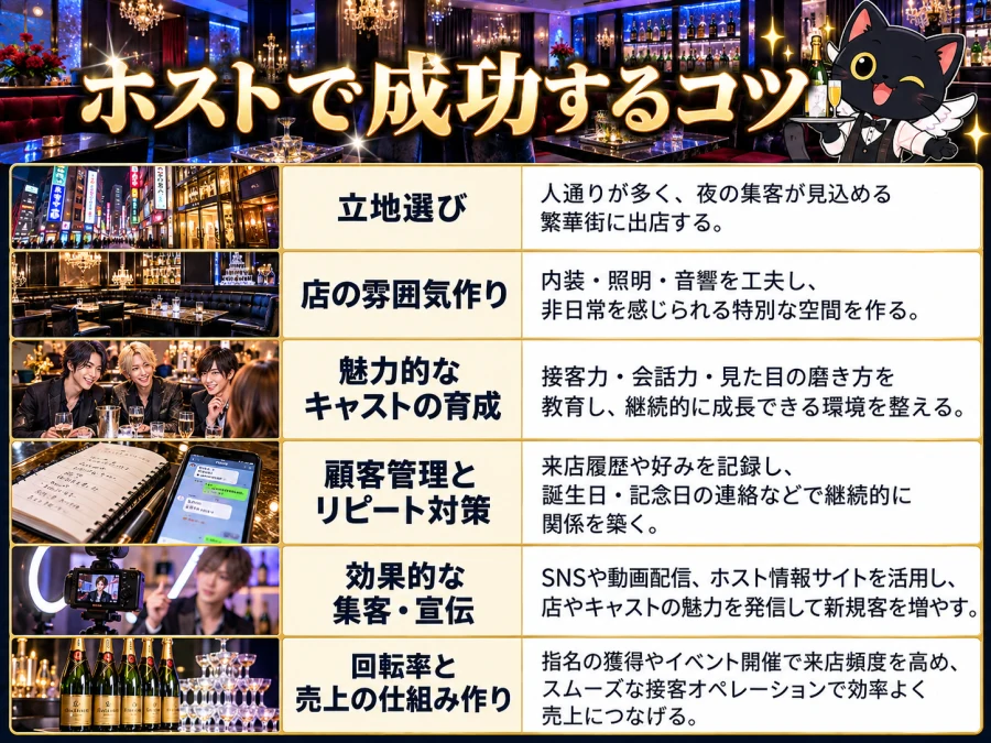 ホストの開業で成功するコツ