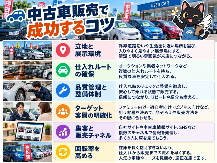 中古車販売の開業で成功するコツ