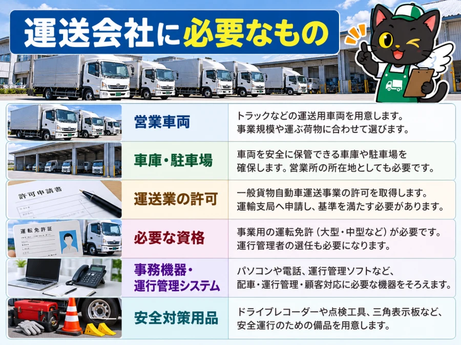 運送会社の開業に必要な6項目