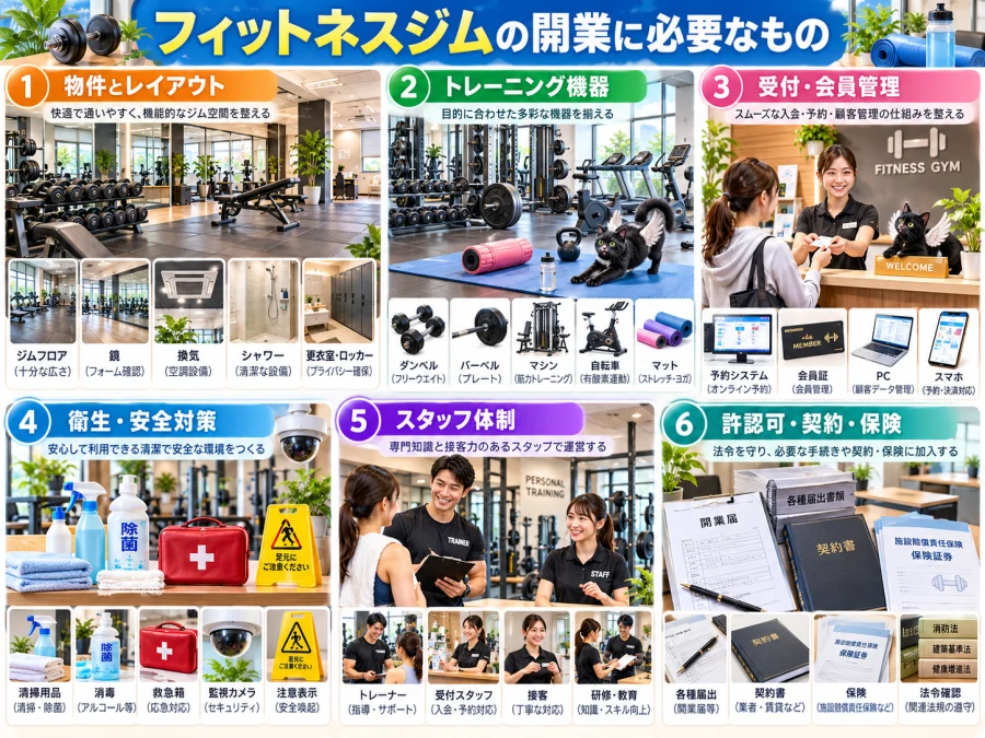 フィットネスジムの開業に必要な6項目