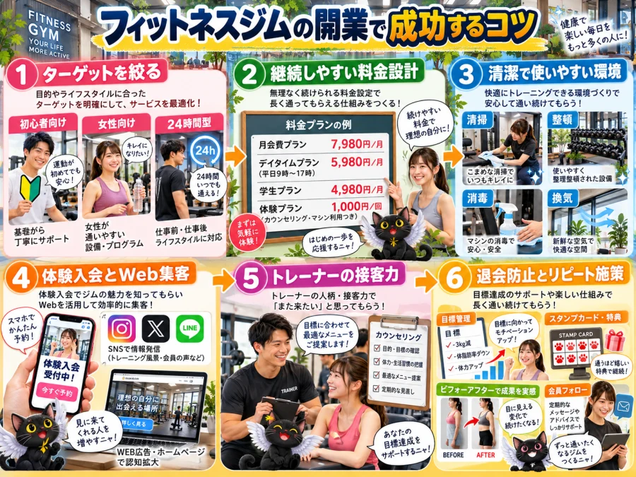 フィットネスジムの開業で成功するコツ