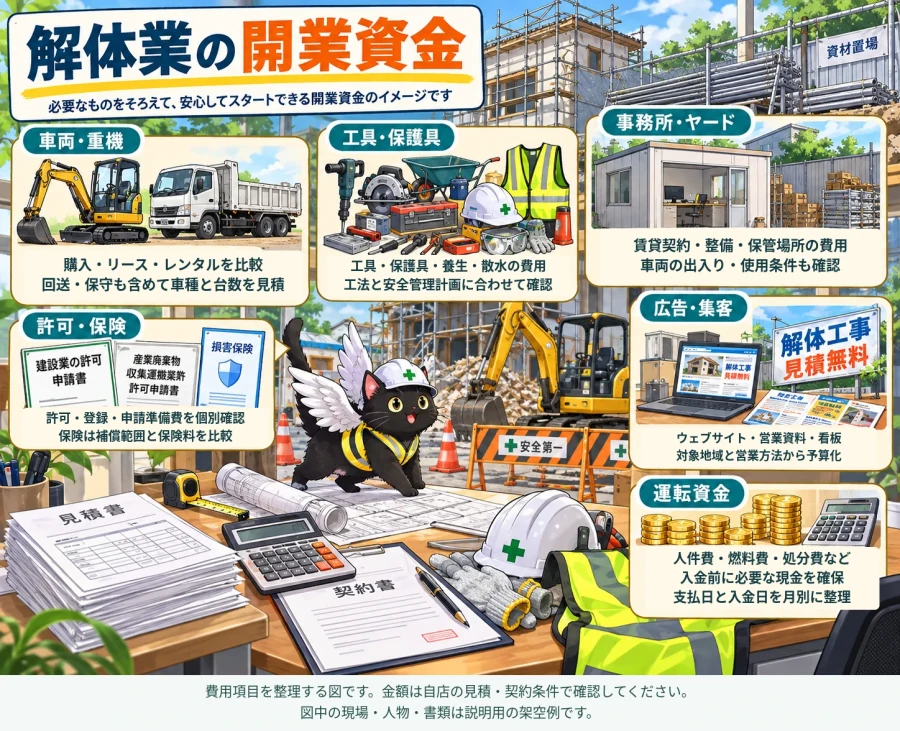 解体業の開業の開業資金と内訳