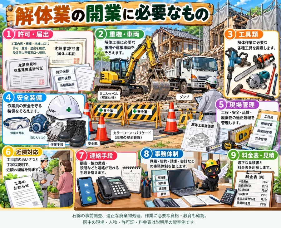 解体業の開業に必要な6項目