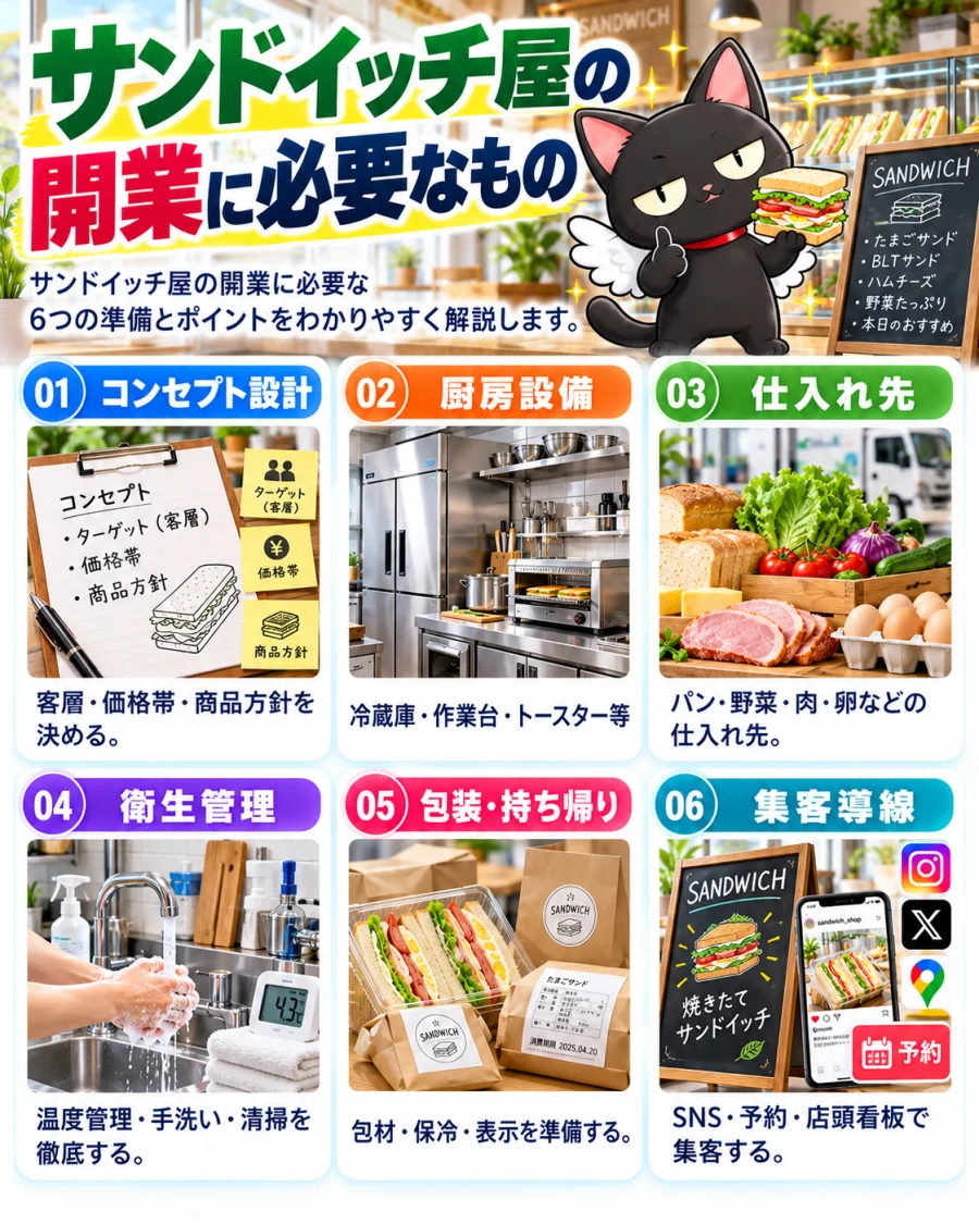 サンドイッチ屋に必要な6項目