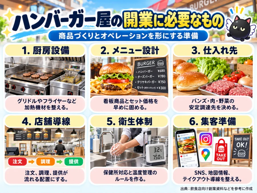 ハンバーガー屋に必要な6項目