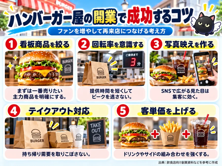 ハンバーガー屋の開業で成功するコツ
