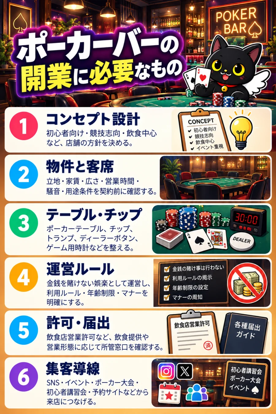 ポーカーバーの開業に必要なもの