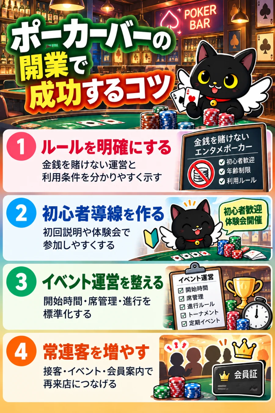 ポーカーバーの開業で成功するコツ