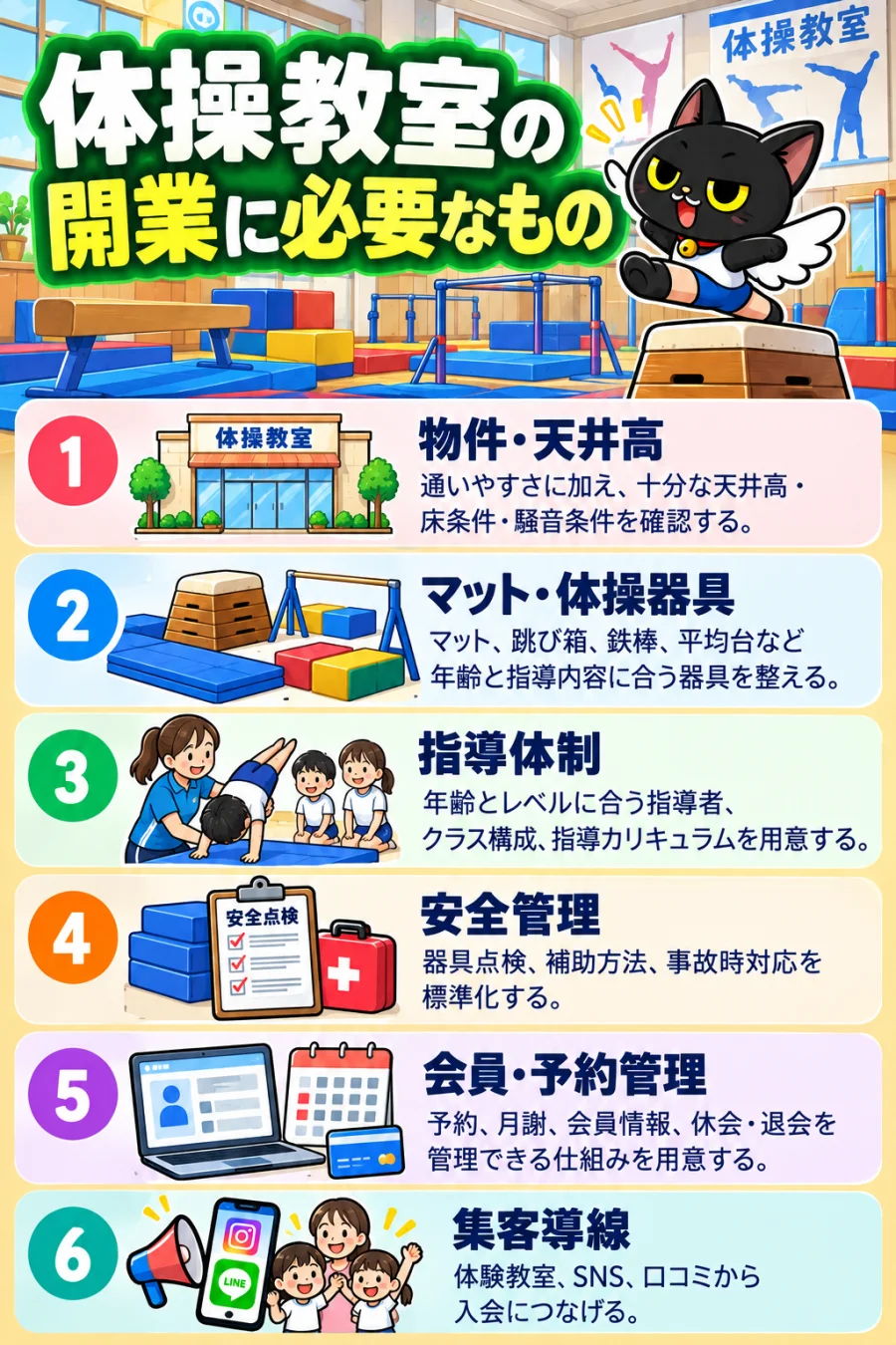 体操教室の開業に必要なもの