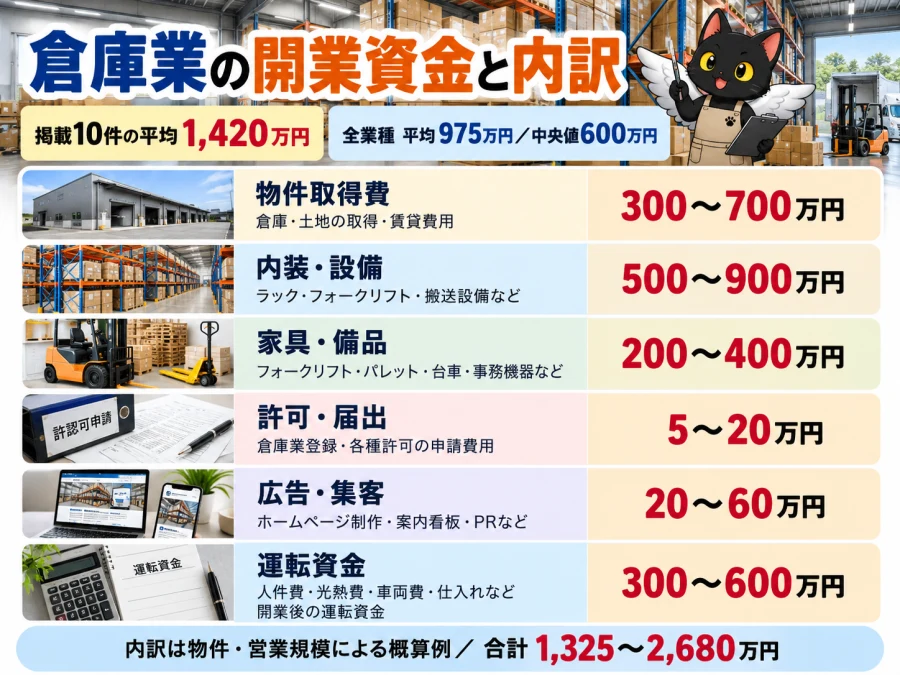 倉庫業の開業の開業資金と内訳
