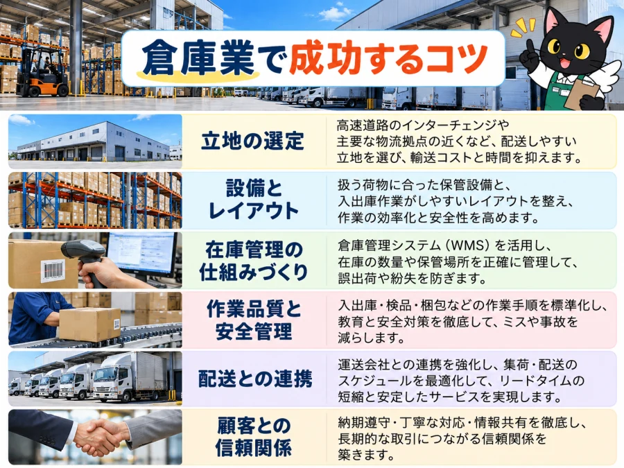 倉庫業の開業で成功するコツ