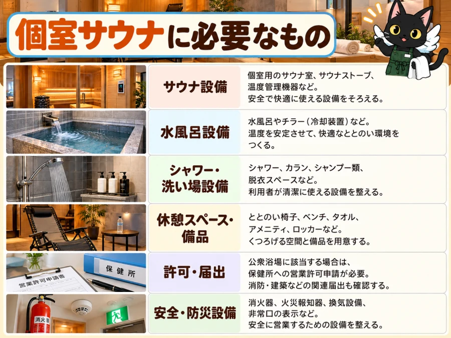 個室サウナの開業に必要な6項目