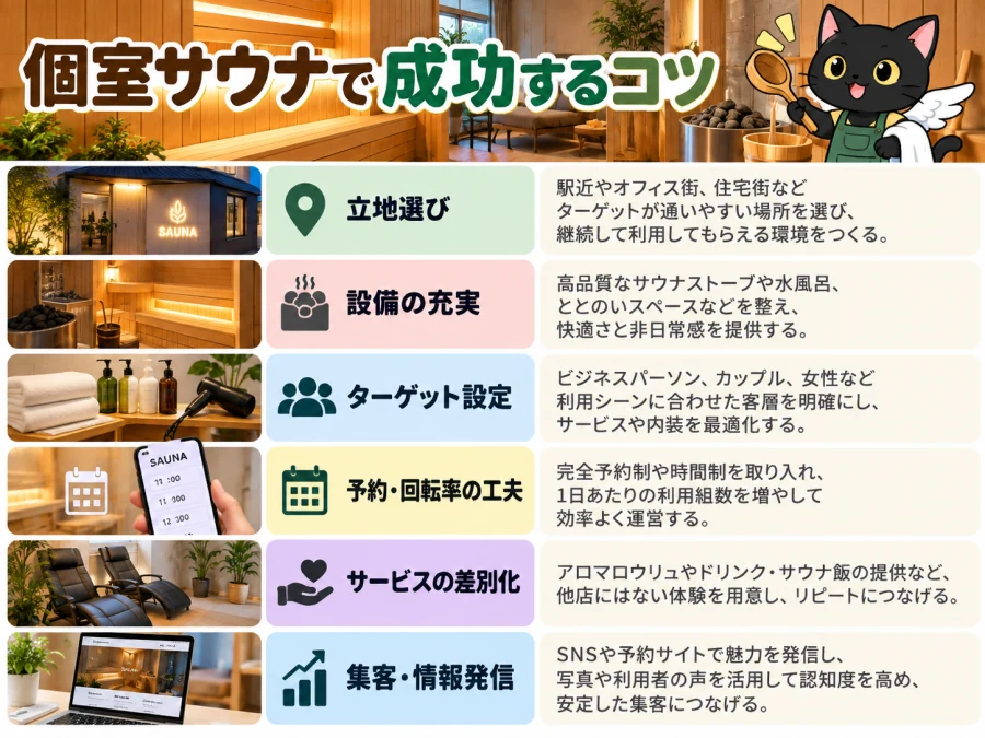 個室サウナの開業で成功する4つのコツ