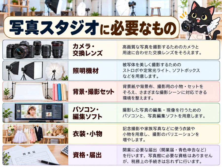 写真スタジオの開業に必要な6項目