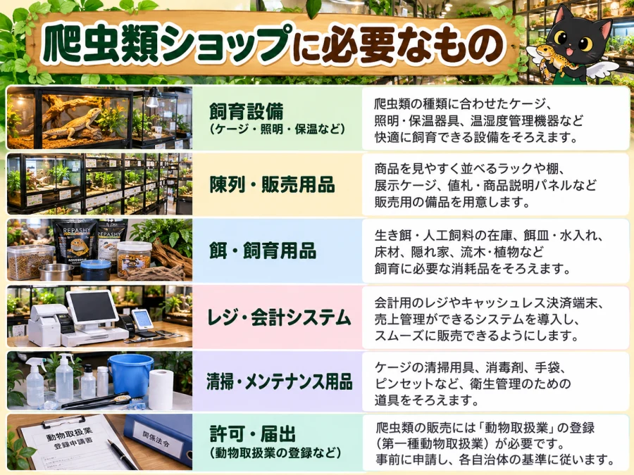 爬虫類ショップの開業に必要な6項目