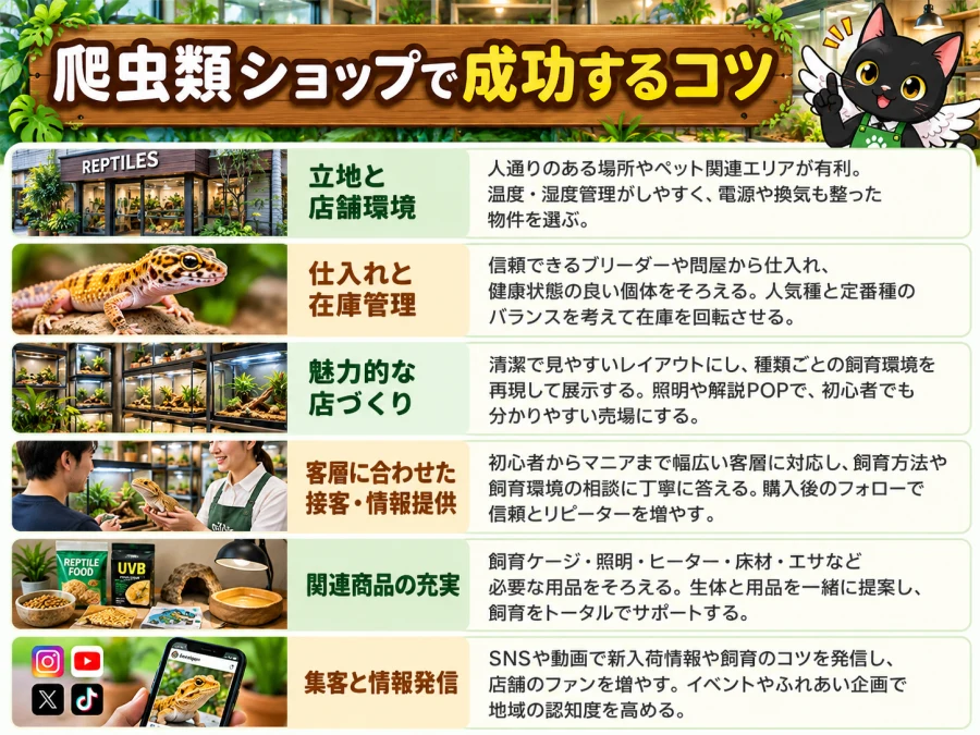 爬虫類ショップの開業で成功するコツ