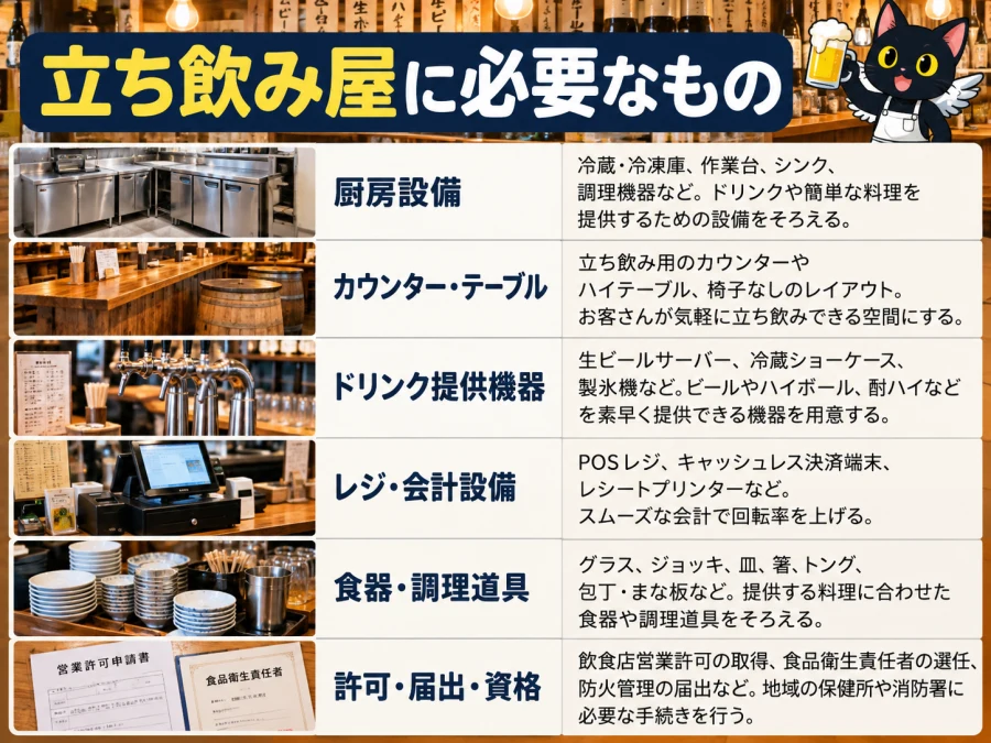 立ち飲み屋の開業に必要な6項目