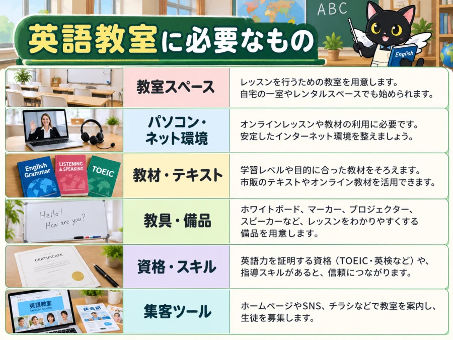 英語教室の開業に必要な6項目