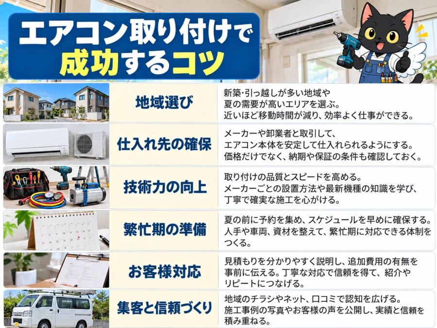 エアコン取り付けの開業で成功するコツ