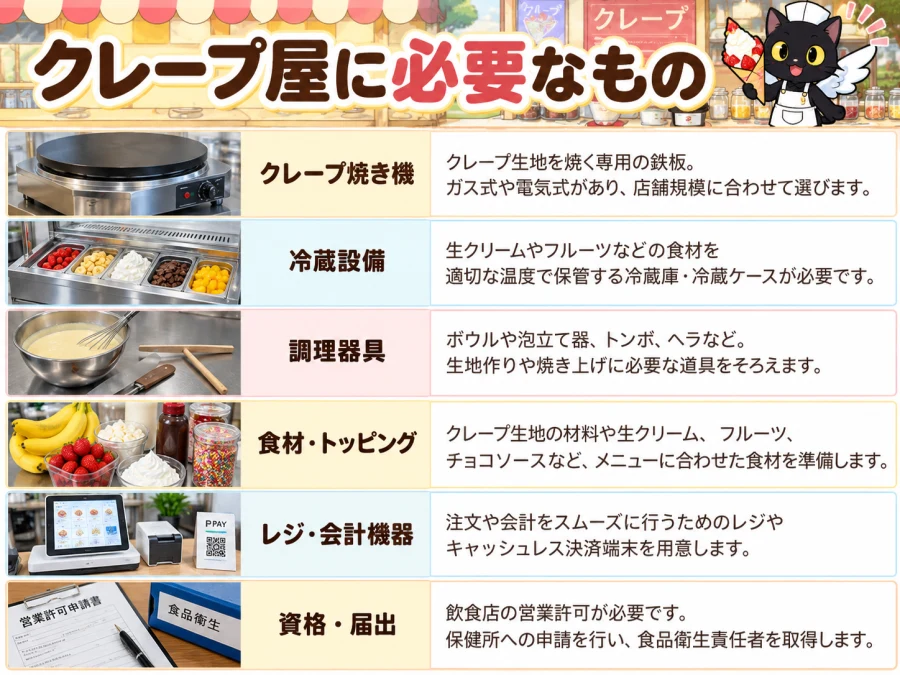 クレープ屋の開業に必要なもの