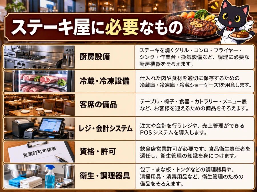 ステーキ屋の開業に必要なもの