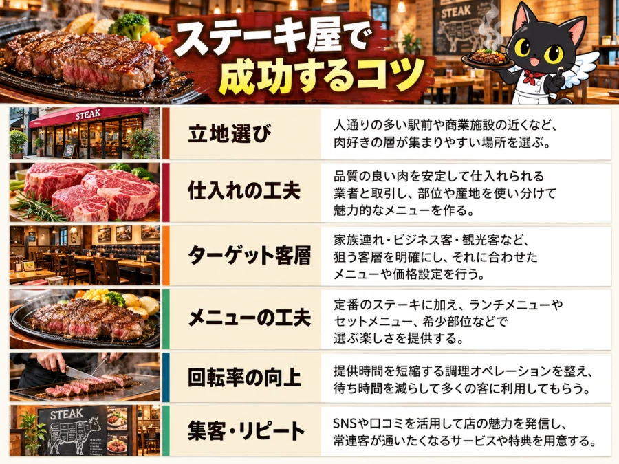 ステーキ屋の開業で成功するコツ