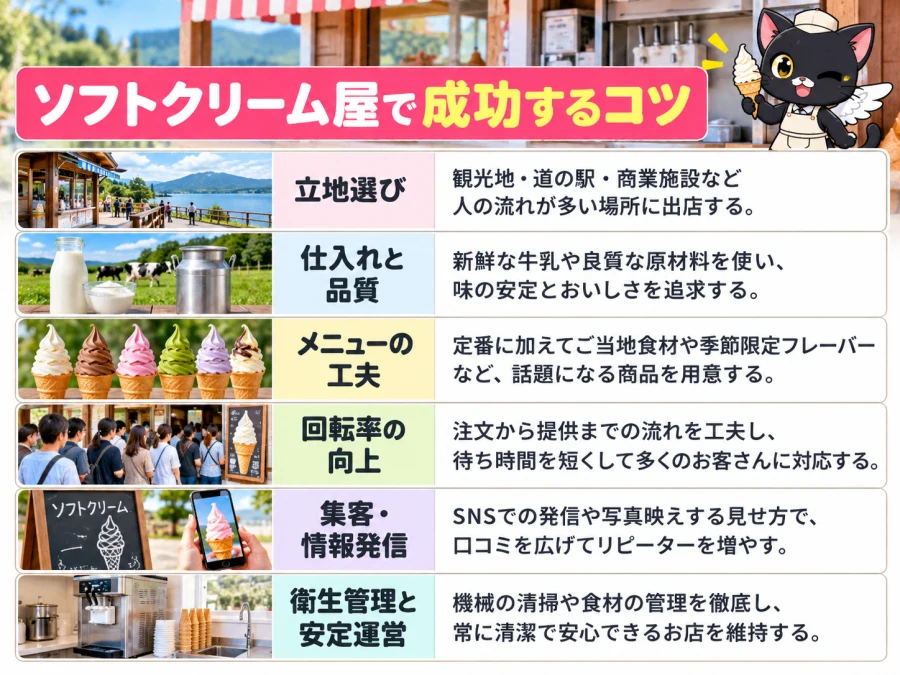 ソフトクリーム屋の開業で成功するコツ
