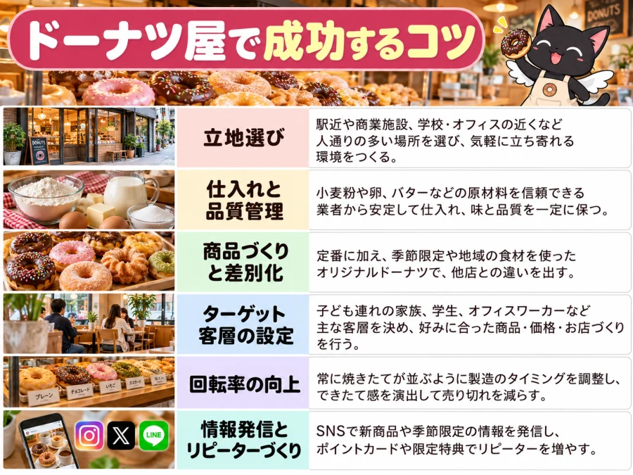 ドーナツ屋の開業で成功するコツ