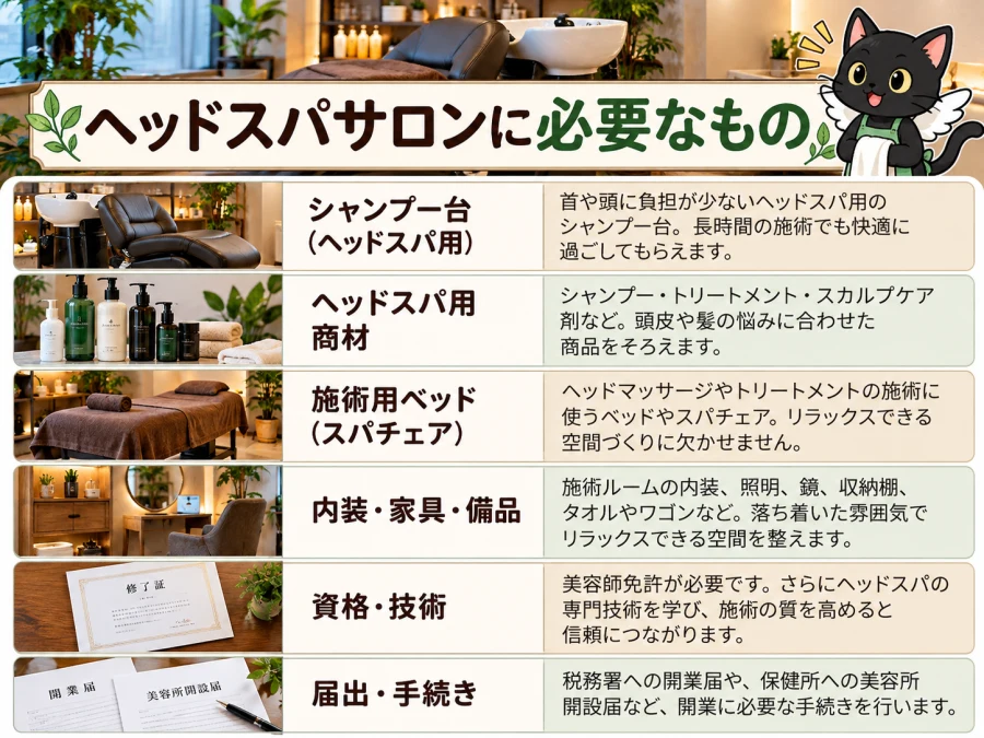 ヘッドスパサロンの開業に必要なもの