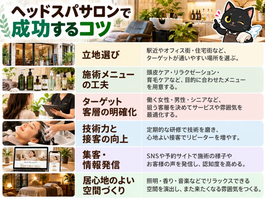 ヘッドスパサロンの開業で成功するコツ