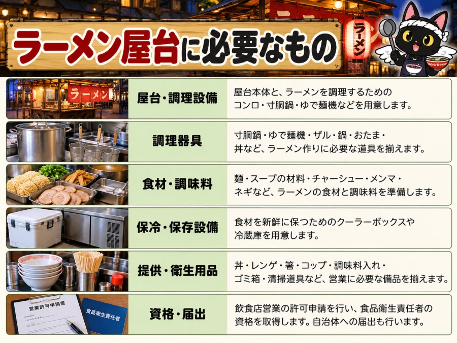 ラーメン屋台の開業に必要なもの