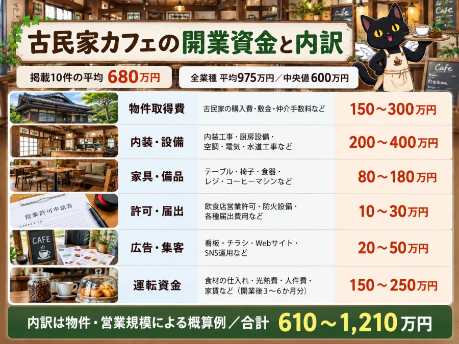 古民家カフェの開業の開業資金と内訳