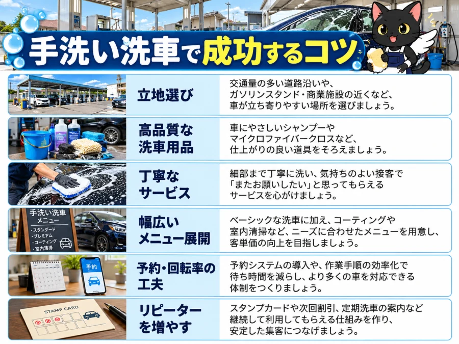 手洗い洗車の開業で成功するコツ