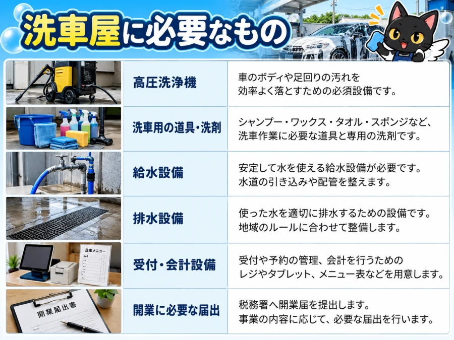 洗車屋の開業に必要なもの