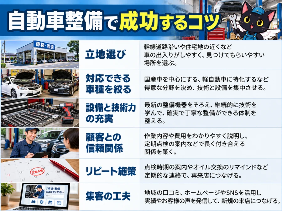 信頼される自動車整備の運営方法の業種別運営ポイント