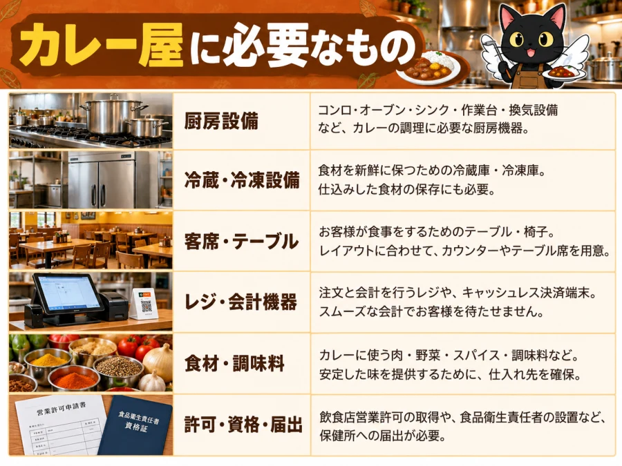 カレー店の許可・仕込み設備・食材の許可・設備・営業体制
