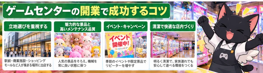 ゲームセンターの開業で成功するコツ
