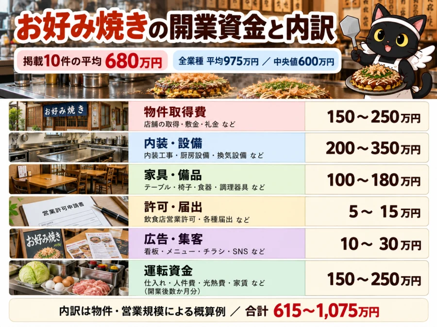 お好み焼きの開業資金
