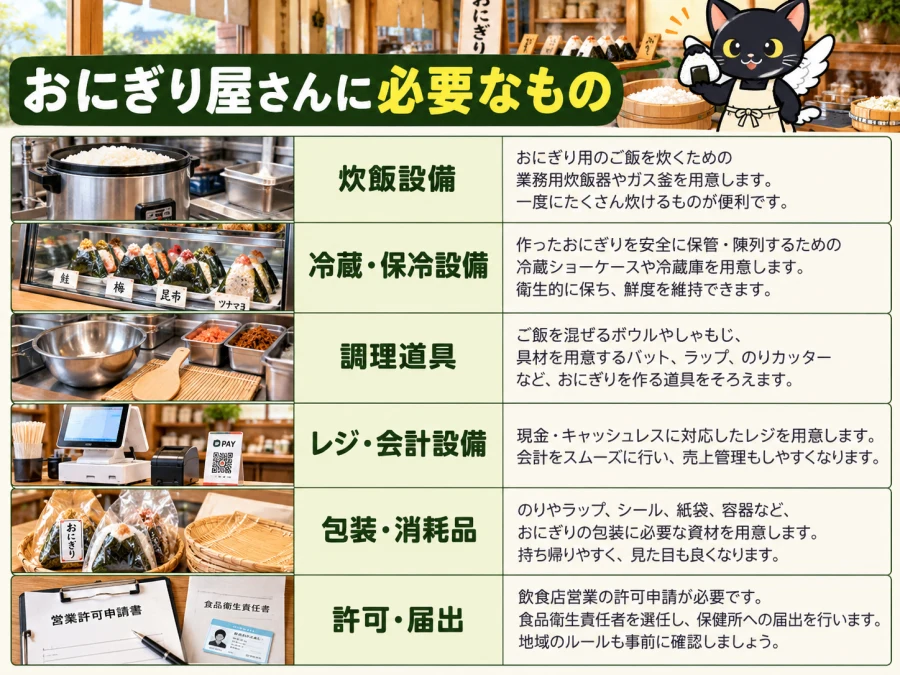 おにぎり販売に必要な許可・仕込み体制の許可・設備・営業体制