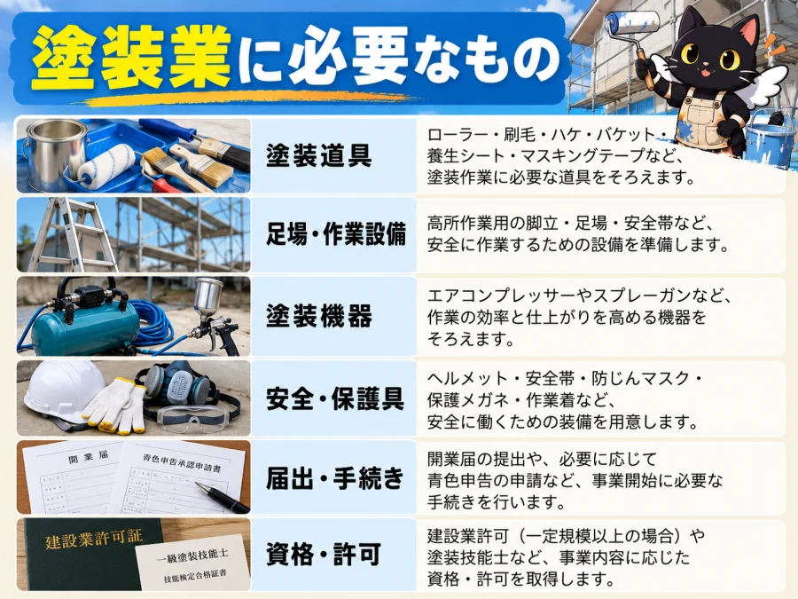 塗装工事に必要な許可と安全装備の許可・設備・営業体制