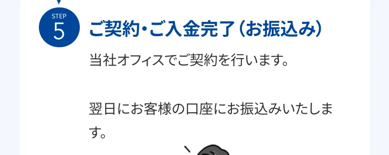 同じページの「ご融資までの5ステップ」の5番目(2026年10月11日に撮影)